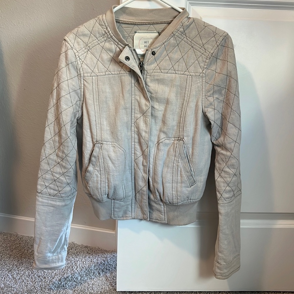 Anthropology Beige bomber jacket xs